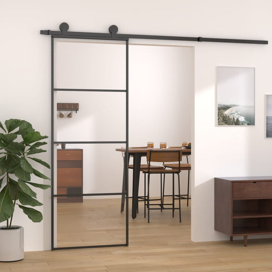 Sliding door aluminum with ESG glass 76x205 cm black