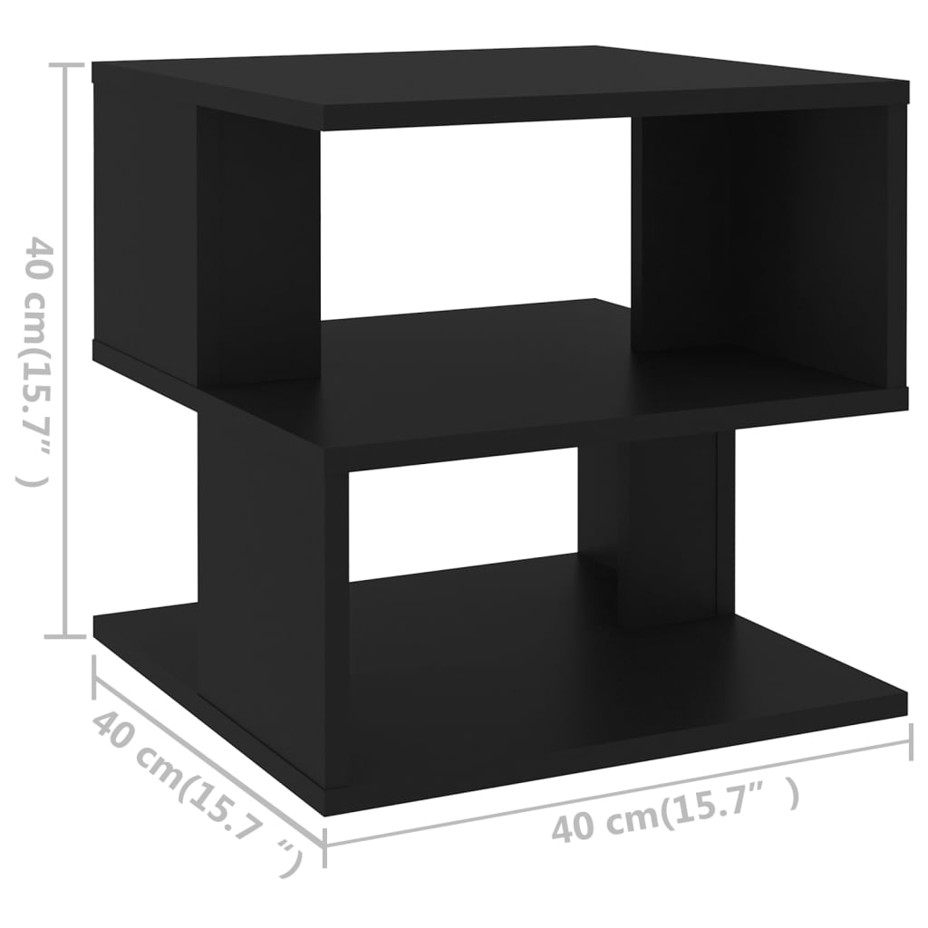 Sidobord svart 40x40x40 cm konstruerat trä
