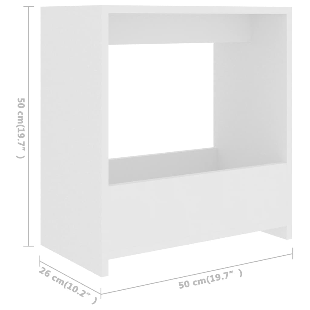 Sidobord vit 50x26x50 cm konstruerat trä