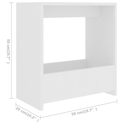 Sidobord vit 50x26x50 cm konstruerat trä