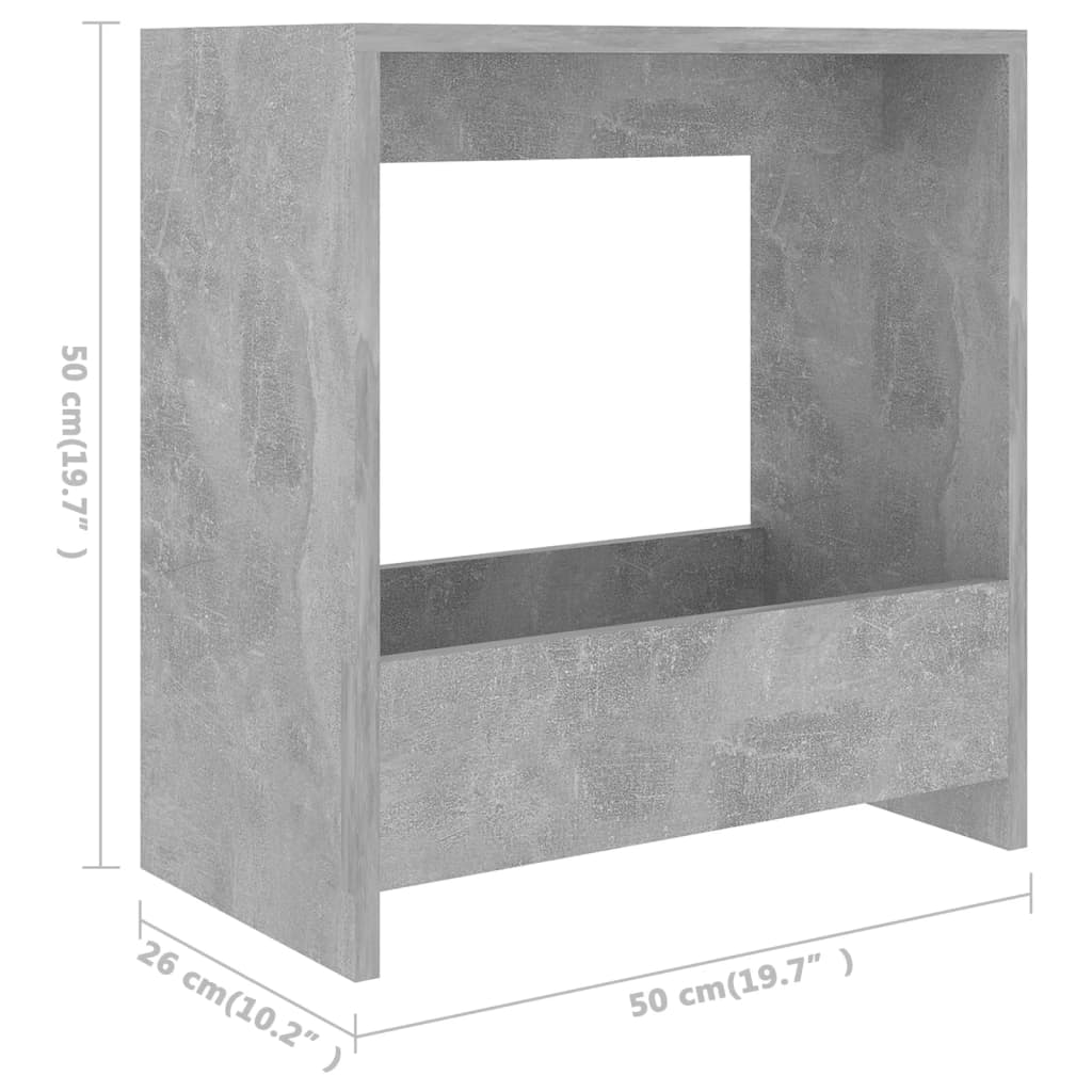 Sidobord betonggrå 50x26x50 cm konstruerat trä