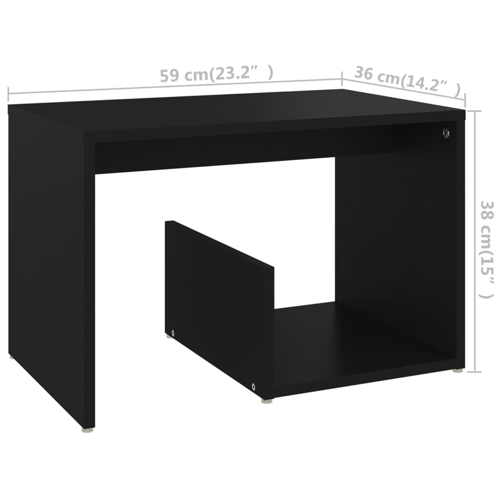 Sidobord svart 59x36x38 cm konstruerat trä