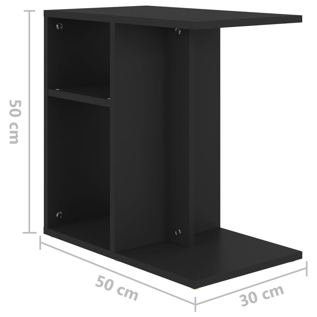 Sidobord svart 50x30x50 cm konstruerat trä