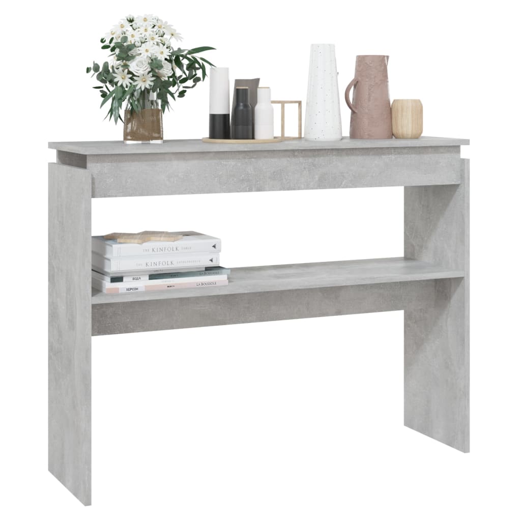 Konsolbord betonggrå 102x30x80 cm konstruerat trä