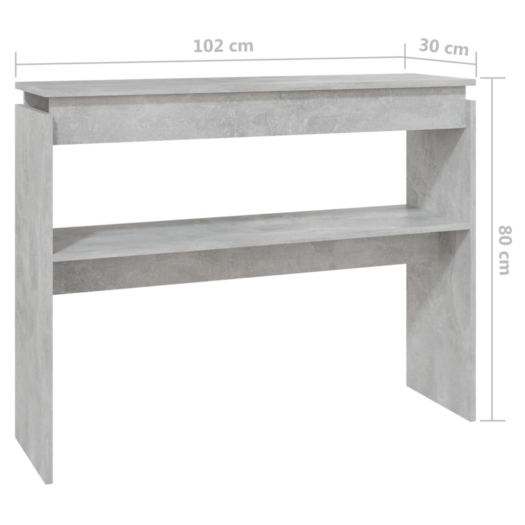 Konsolbord betonggrå 102x30x80 cm konstruerat trä