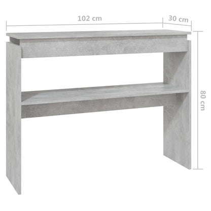 Konsolbord betonggrå 102x30x80 cm konstruerat trä