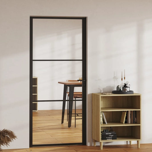 Interior door ESG glass and aluminum 93x201.5 cm black