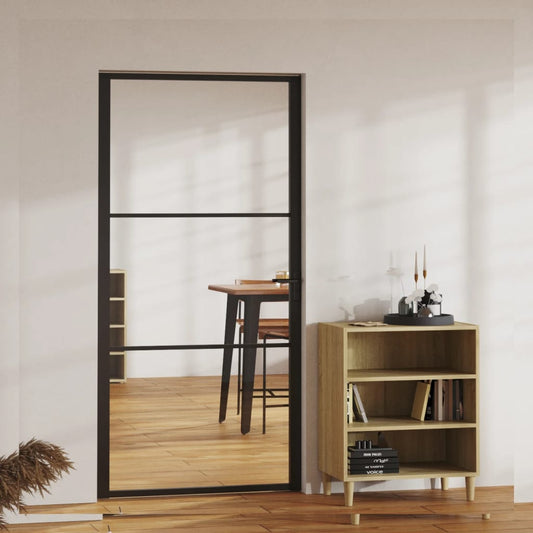 Interior door ESG glass and aluminum 102.5x201.5 cm black