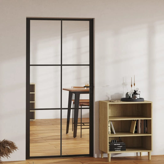 Interior door ESG glass and aluminum 102.5x201.5 cm black