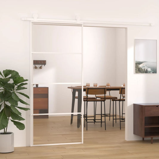 Sliding door ESG glass and aluminum 90x205 cm white