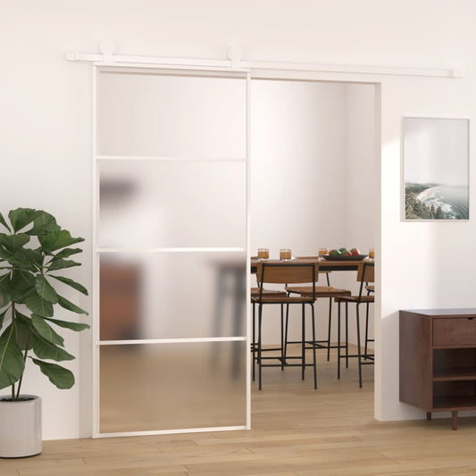 Sliding door frosted ESG glass and aluminum 90x205 cm white