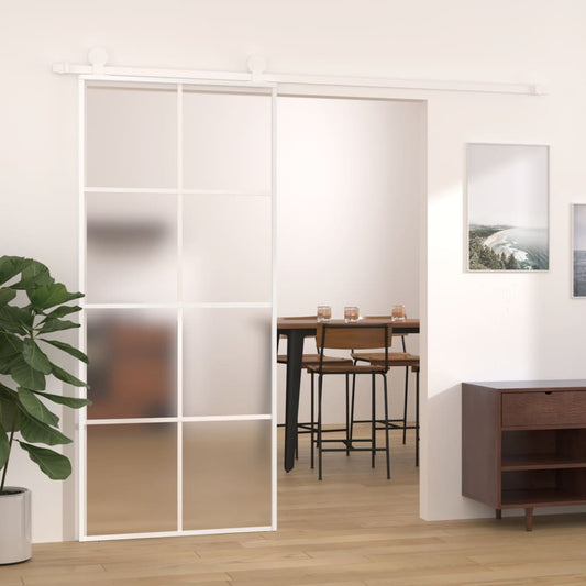 Sliding door frosted ESG glass and aluminum 90x205 cm white