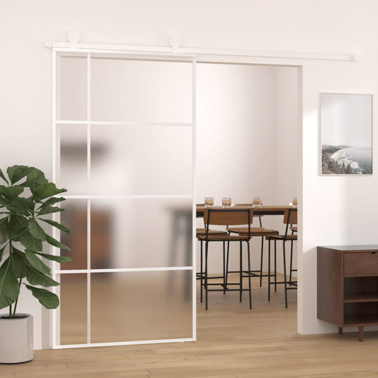 Sliding door frosted ESG glass and aluminum 102.5x205 cm white
