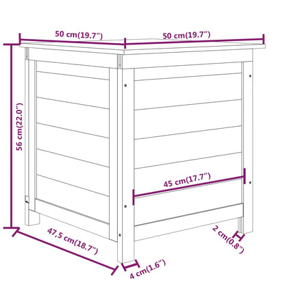 Dynbox för trädgården brun 50x50x56 cm massivt granträ