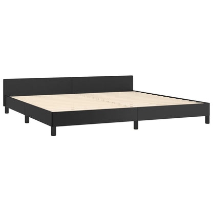 Bed frame with headboard black 200x200 cm faux leather