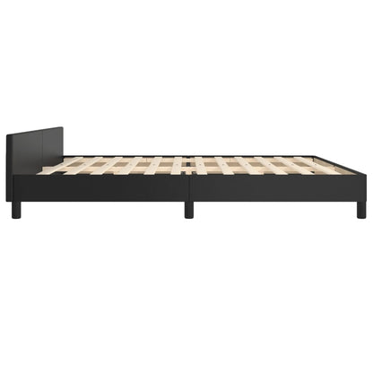 Bed frame with headboard black 200x200 cm faux leather