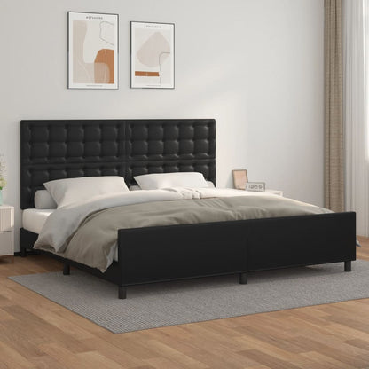 Bed frame with headboard black 200x200 cm faux leather