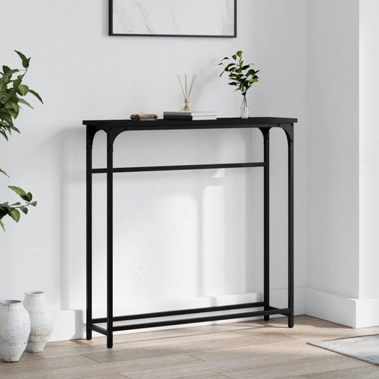 Black side table 75x19.5x75 cm engineered wood