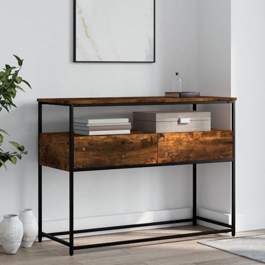 Side table smoked oak 100x40x75 cm engineered wood