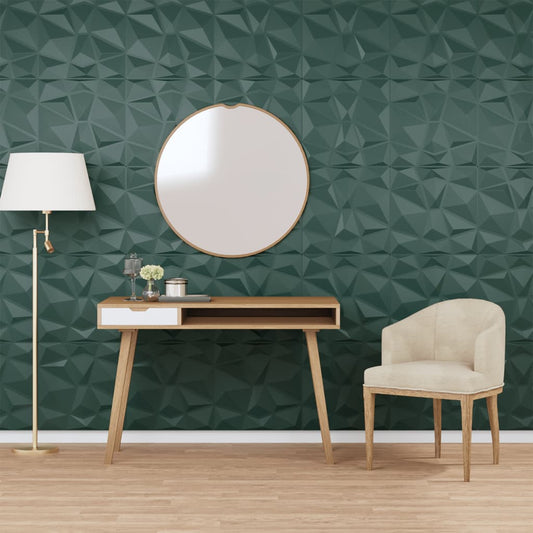 Wall panels 48 pcs green 50x50 cm XPS 12 m² diamond
