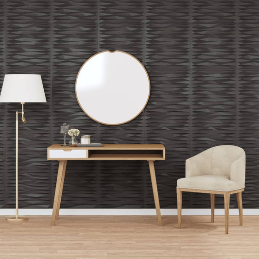 Wall panels 12 pcs black 50x50 cm XPS 3 m² stone