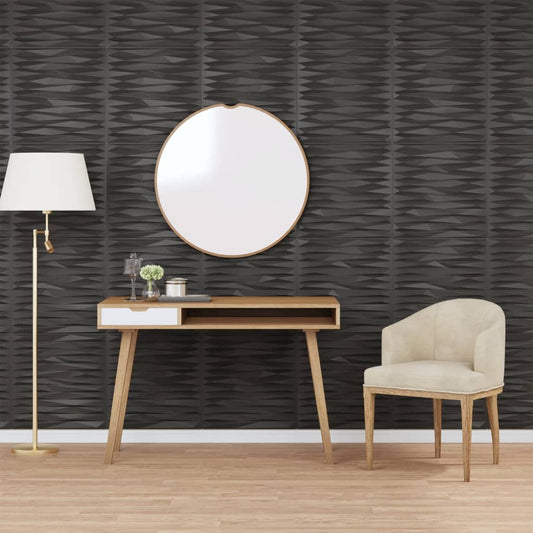 Wall panels 48 pcs black 50x50 cm XPS 12 m² stone