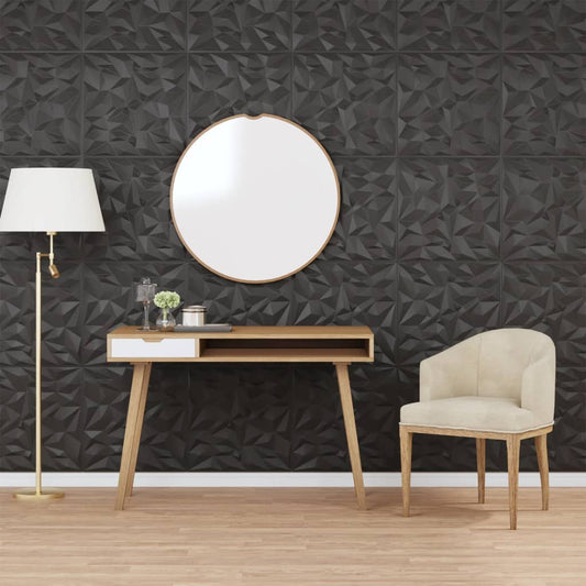 Wall panels 12 pcs black 50x50 cm XPS 3 m² amethyst