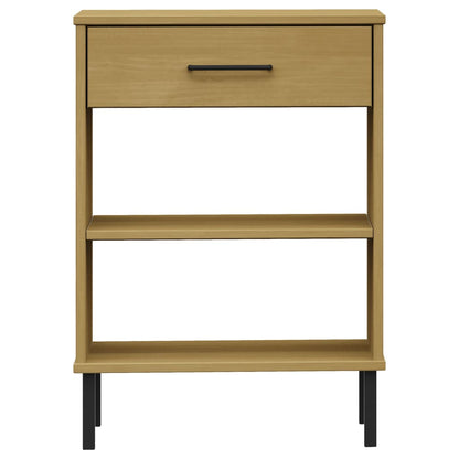 Konsolbord med metallben OSLO brun massiv furu