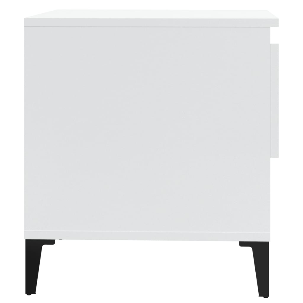 Sidobord vit högglans 50x46x50 cm konstruerat trä