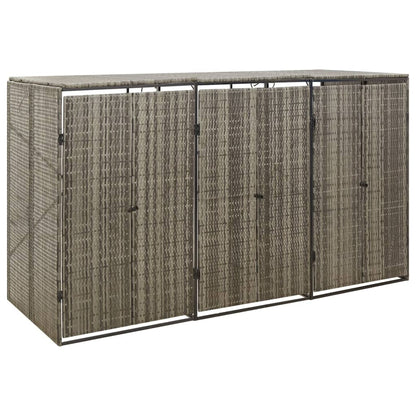 Skjul för tre soptunnor grå 207x80x117 cm konstrotting
