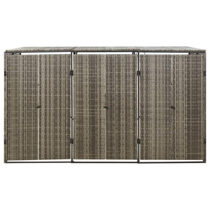 Skjul för tre soptunnor grå 207x80x117 cm konstrotting