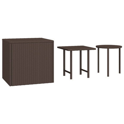 Sidobord 3 delar med brun konstrotting