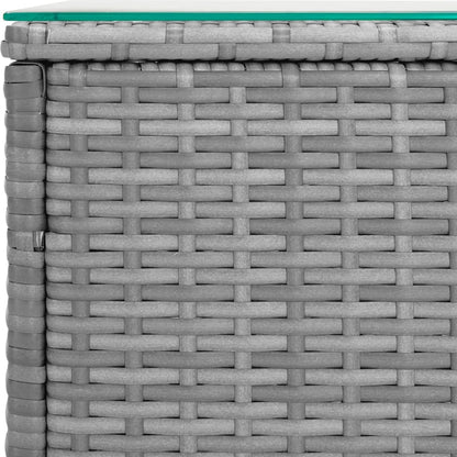 Side table grey 40x37x40.5 cm synthetic rattan and tempered glass