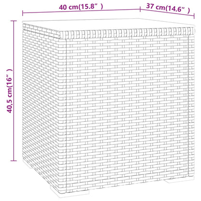 Side table grey 40x37x40.5 cm synthetic rattan and tempered glass