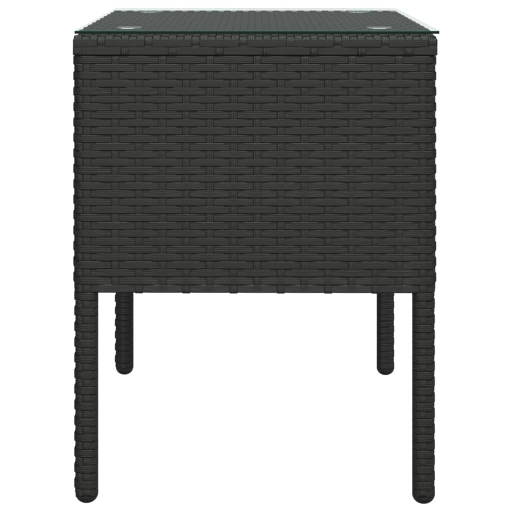 Sidobord svart 53x37x48 cm konstrotting och härdat glas