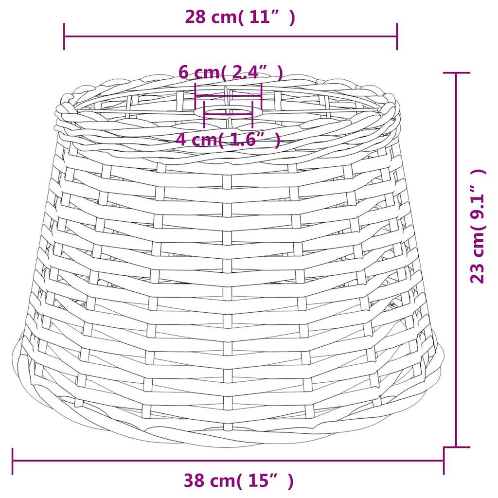 Taklampskärm vit Ø38x23 cm korgmaterial