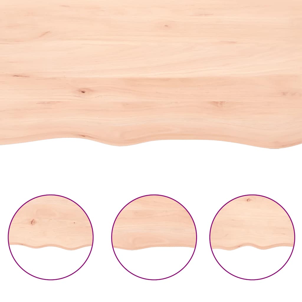 Bordsskiva 220x50x(2-6) cm obehandlad massiv ek levande kant
