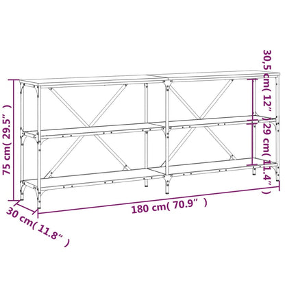 Konsolbord svart 180x30x75 cm konstruerat trä och järn