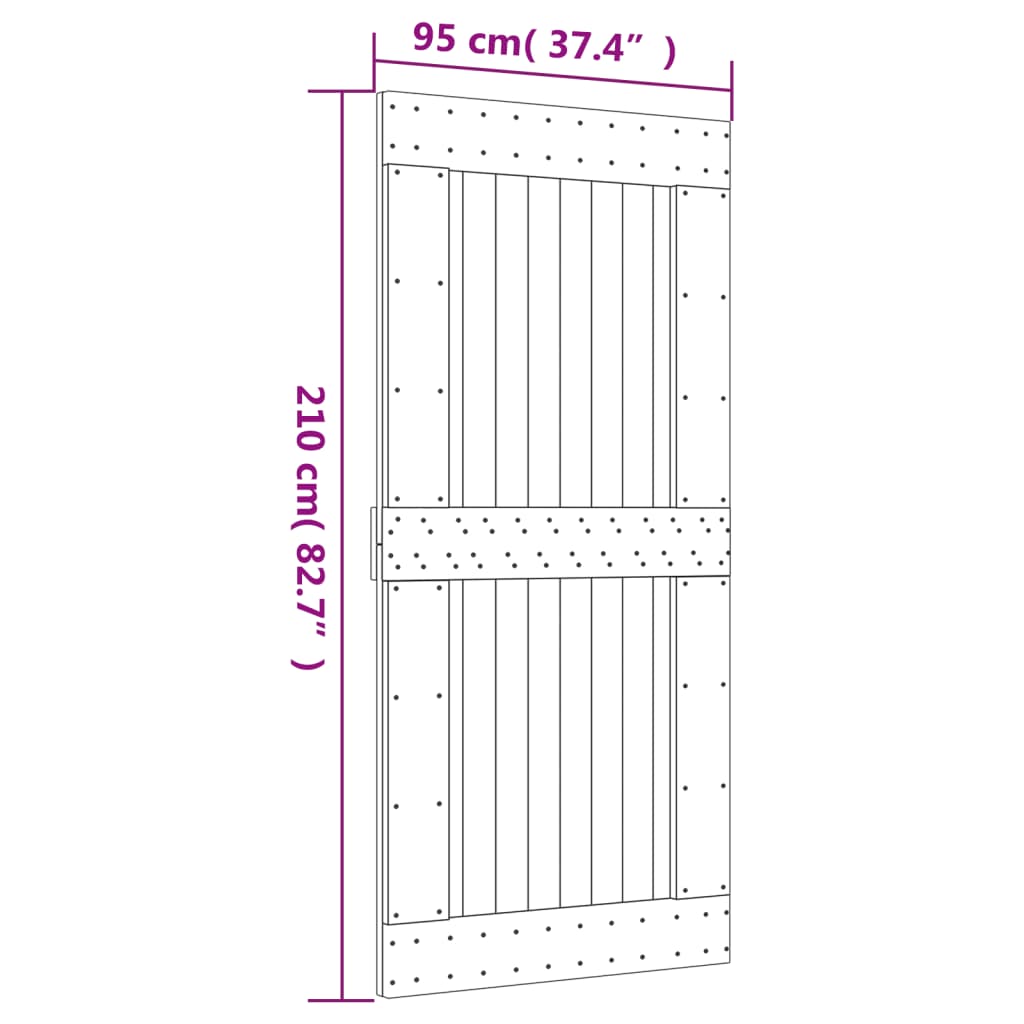 Sliding door with fittings 95x210 cm solid pine