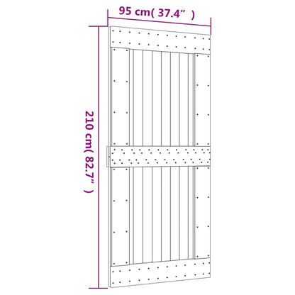 Sliding door with fittings 95x210 cm solid pine