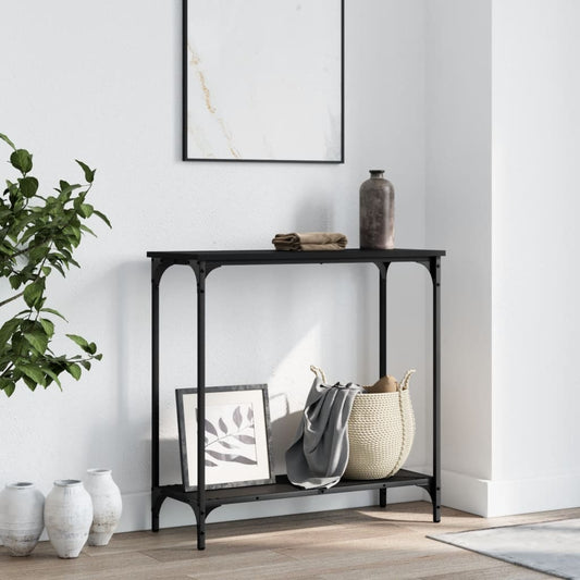 Console table black 75x30.5x75 cm engineered wood