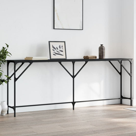 Console table black 200x29x75 cm engineered wood