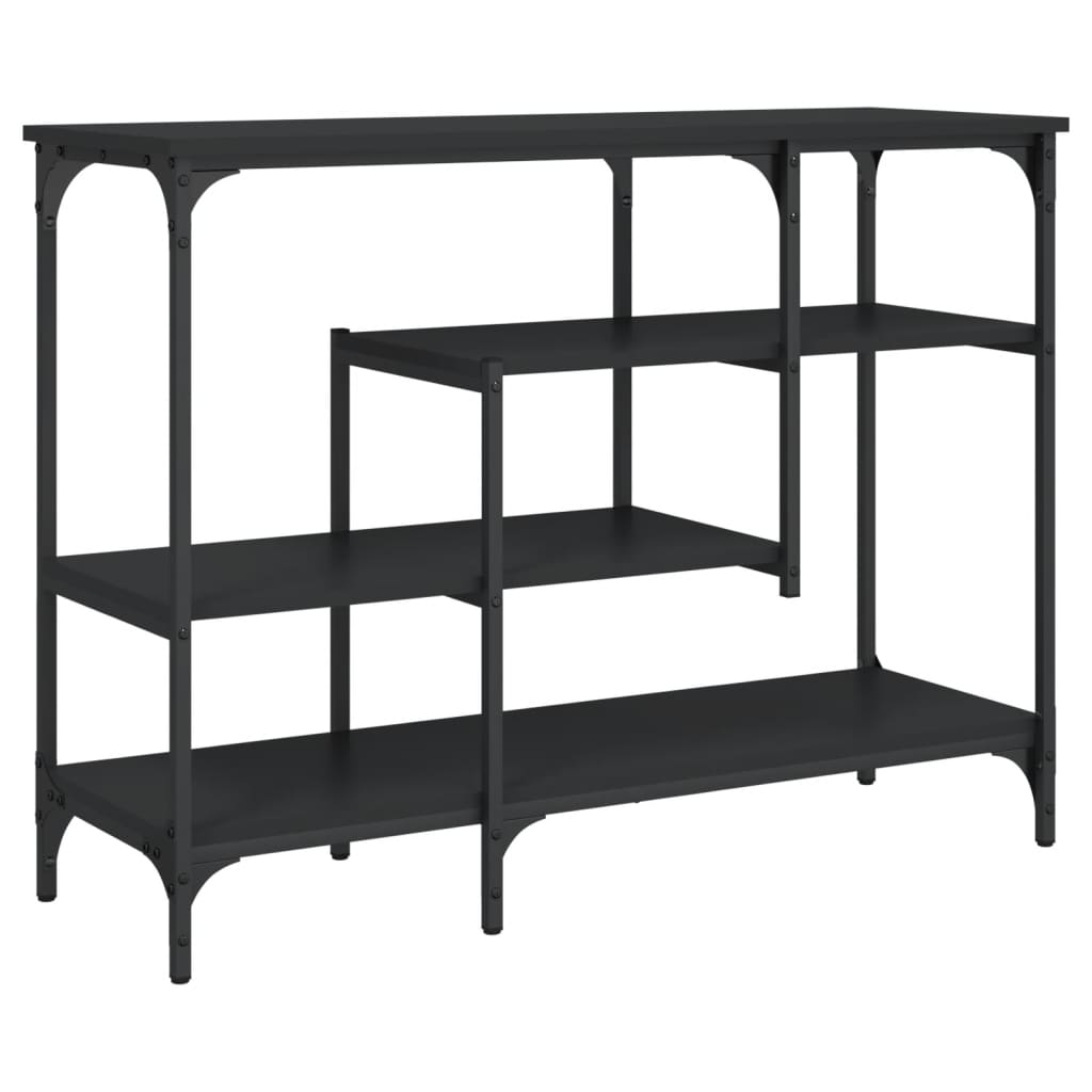 Console table with shelves black 100x35x75 cm