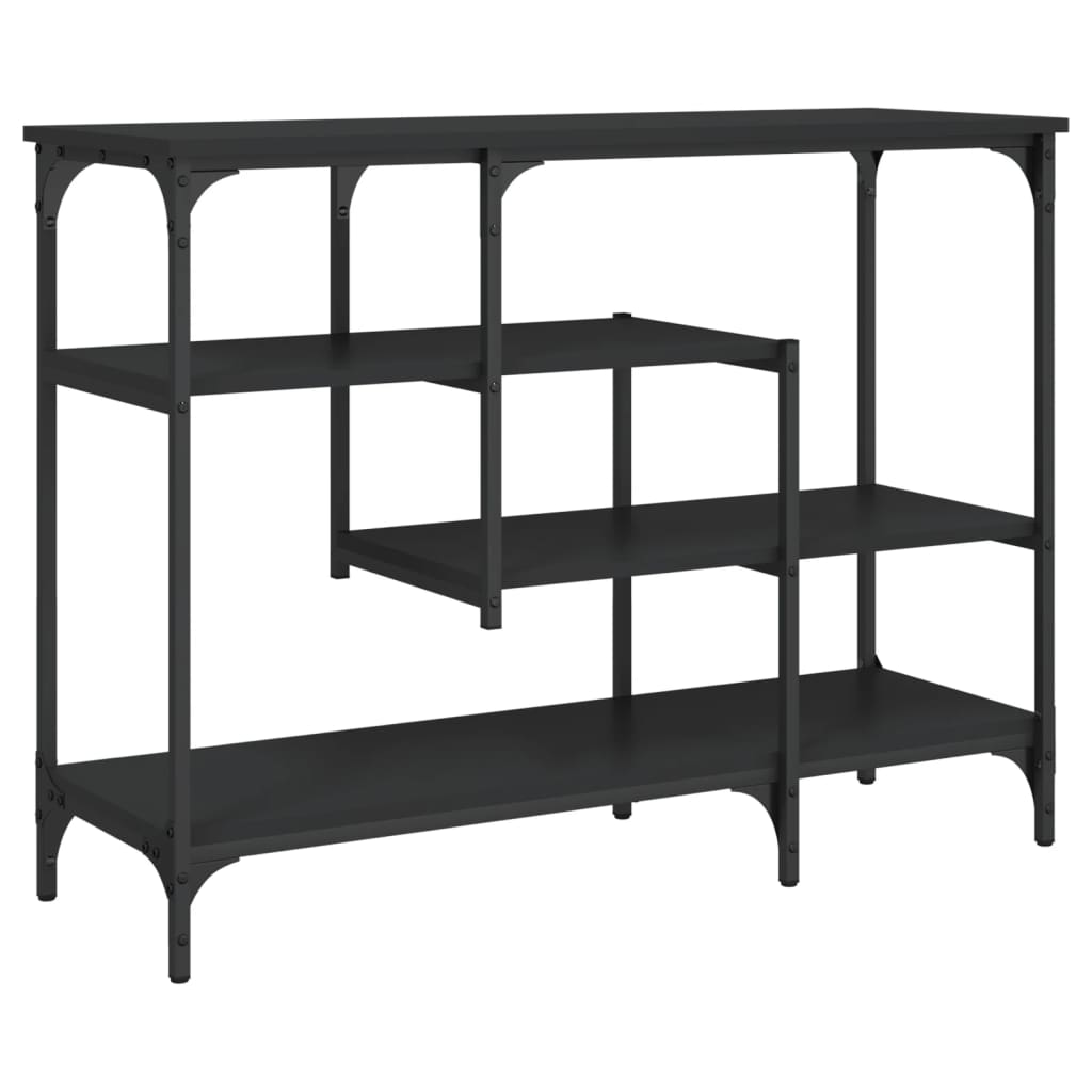 Console table with shelves black 100x35x75 cm