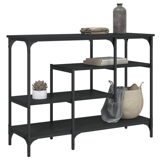 Console table with shelves black 100x35x75 cm