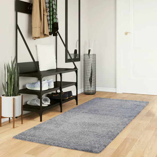 PAMPLONA long pile modern rug blue 80x200 cm
