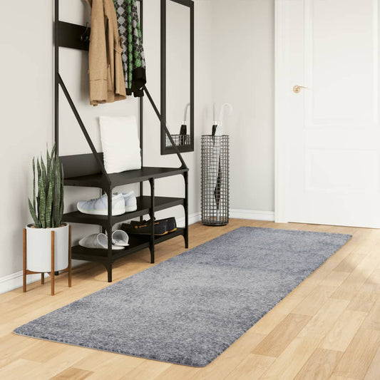 PAMPLONA long pile modern rug blue 80x250 cm