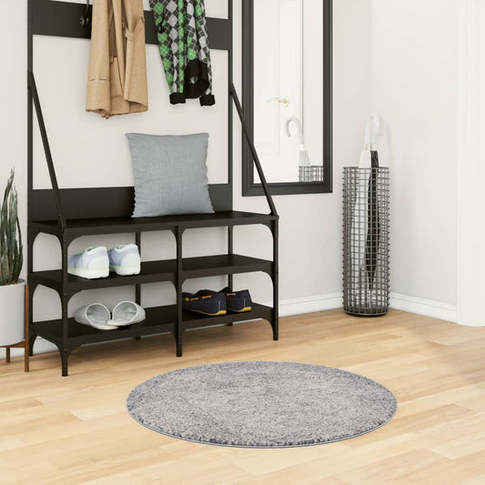PAMPLONA long pile modern rug blue Ø 80 cm