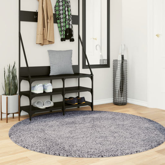 PAMPLONA long pile modern blue rug Ø 200 cm