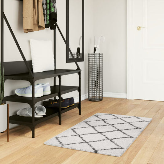PAMPLONA long pile modern rug, cream &amp; black, 60x110 cm